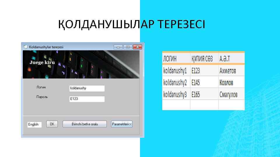 ҚОЛДАНУШЫЛАР ТЕРЕЗЕСІ 