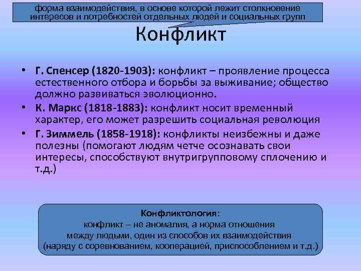 форма взаимодействия, в основе которой лежит столкновение интересов и потребностей отдельных людей и социальных