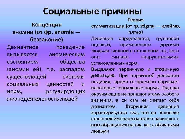 Социальные причины