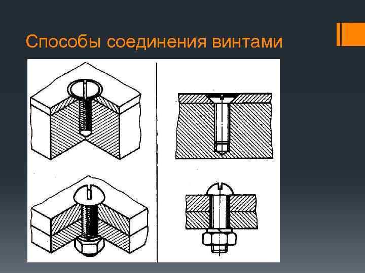 Способы соединения винтами 