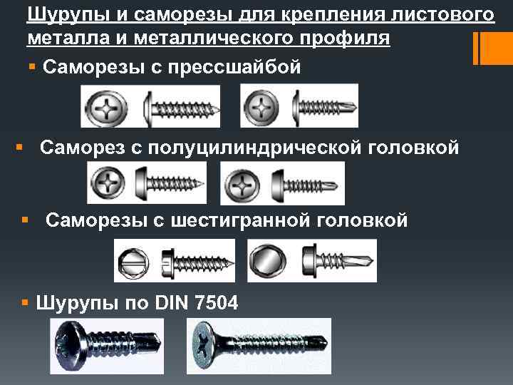 Шурупы и саморезы для крепления листового металла и металлического профиля § Саморезы с прессшайбой