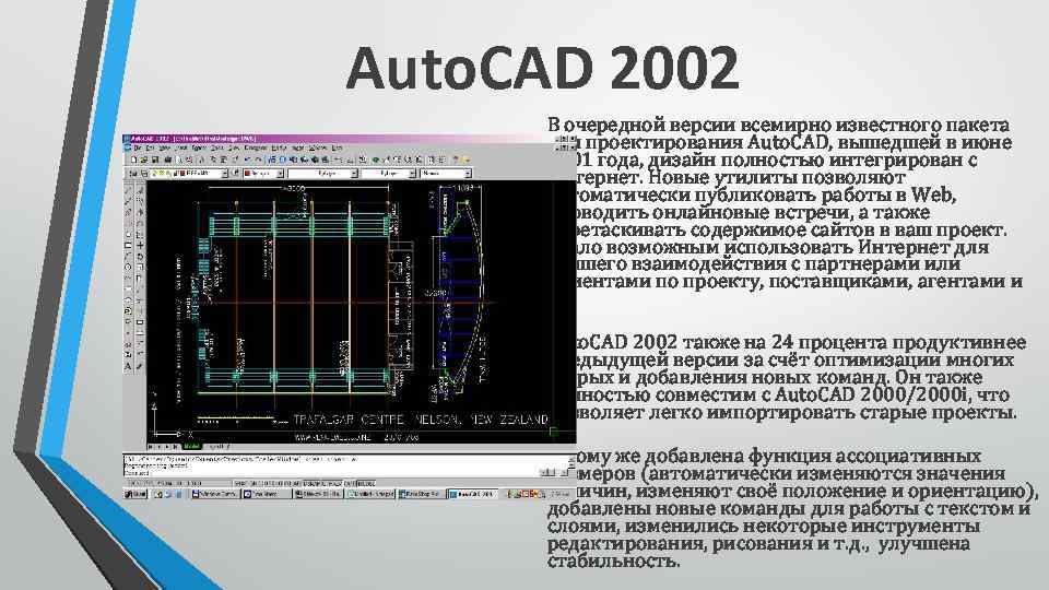 Auto. CAD 2002 В очередной версии всемирно известного пакета для проектирования Auto. CAD, вышедшей