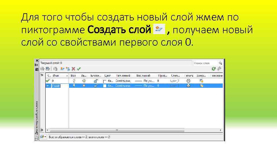 Для того чтобы создать новый слой жмем по пиктограмме Создать слой , получаем новый