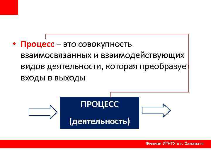 Процесс совокупность взаимосвязанных