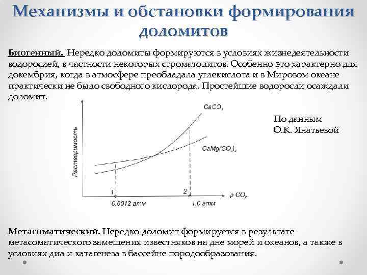 Механизмы и обстановки формирования доломитов Биогенный. Нередко доломиты формируются в условиях жизнедеятельности водорослей, в