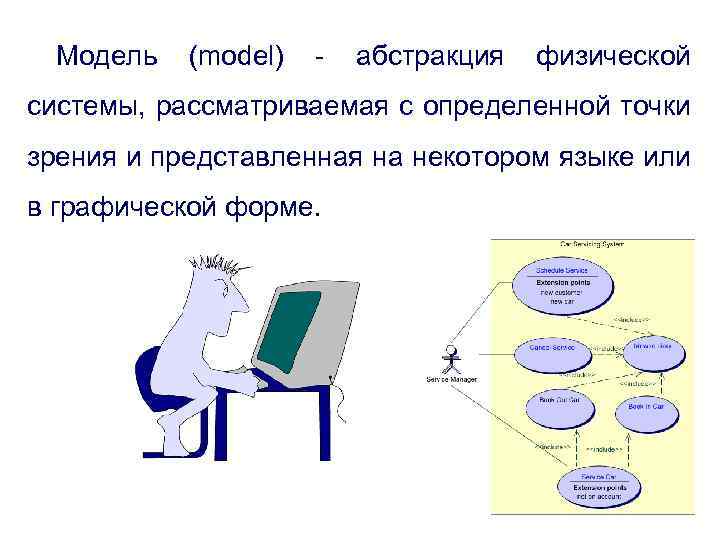 Модель (model) - абстракция физической системы, рассматриваемая с определенной точки зрения и представленная на