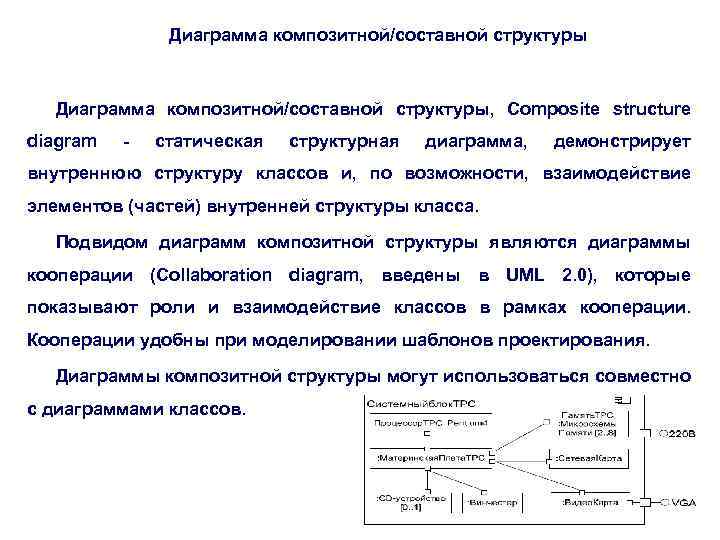 Диаграмма композитной/составной структуры, Composite structure diagram - статическая структурная диаграмма, демонстрирует внутреннюю структуру классов