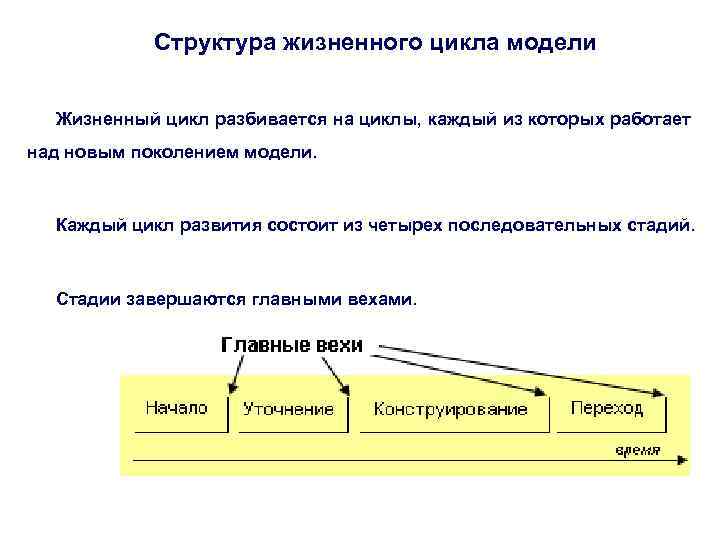 Структура жизненного цикла модели Жизненный цикл разбивается на циклы, каждый из которых работает над