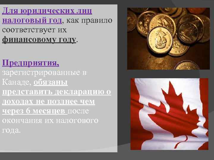 Для юридических лиц налоговый год, как правило соответствует их финансовому году. Предприятия, зарегистрированные в