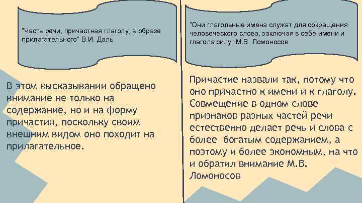 “Часть речи, причастная глаголу, в образе прилагательного” В. И. Даль В этом высказывании обращено