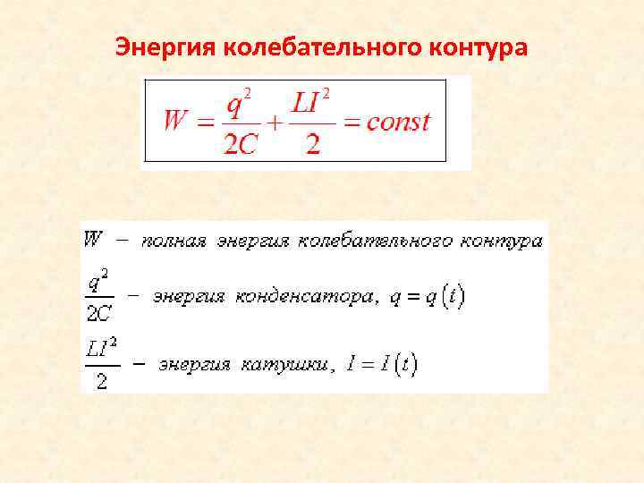 Колебание энергии в контуре