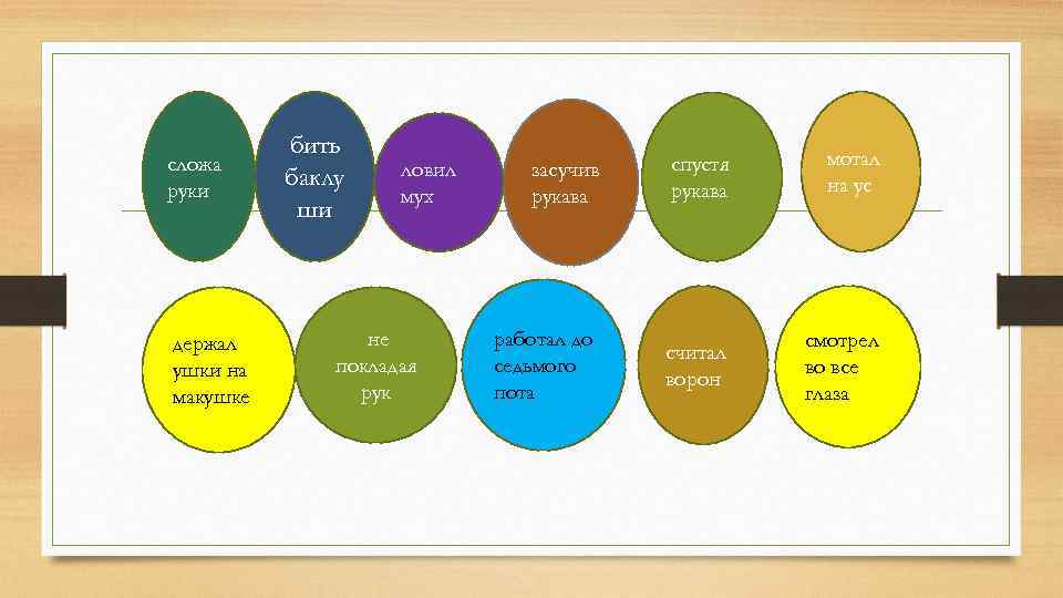  сложа руки держал ушки на макушке бить баклу ши ловил мух не покладая