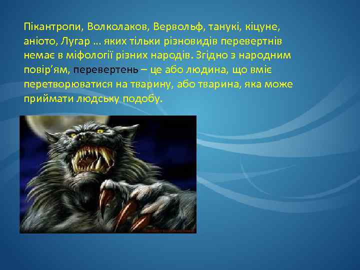 Пікантропи, Волколаков, Вервольф, танукі, кіцуне, аніото, Лугар … яких тільки різновидів перевертнів немає в