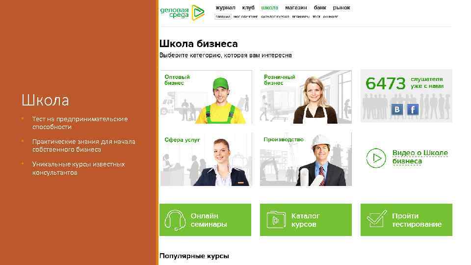 Школа • Тест на предпринимательские способности • Практические знания для начала собственного бизнеса •