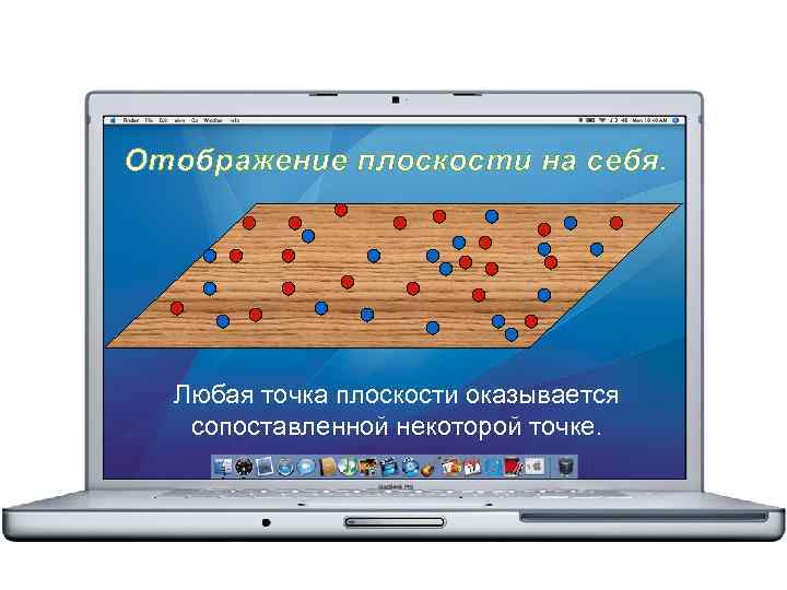 Отображение плоскости на себя. Любая точка плоскости оказывается сопоставленной некоторой точке. 