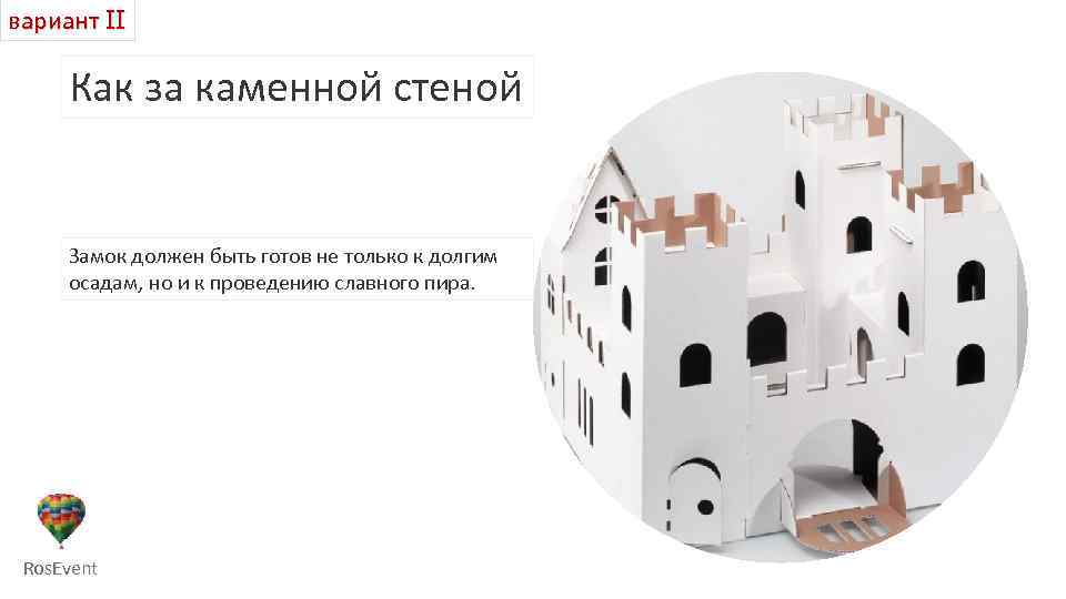 вариант II Как за каменной стеной Замок должен быть готов не только к долгим