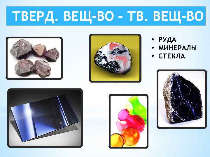  • РУДА • МИНЕРАЛЫ • СТЕКЛА 