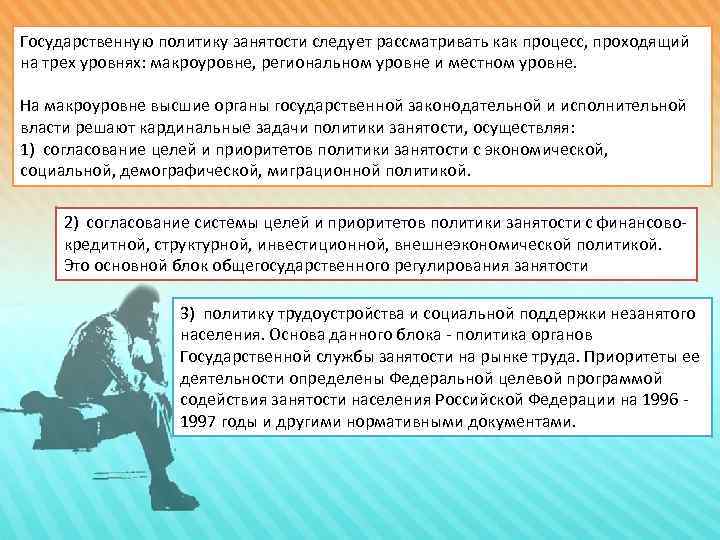 Сущность безработицы государственная политика занятости проект