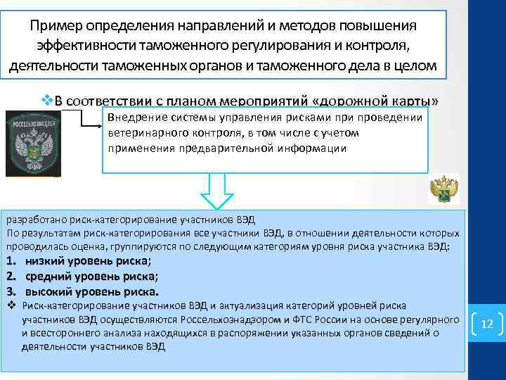 Пример определения направлений и методов повышения эффективности таможенного регулирования и контроля, деятельности таможенных органов