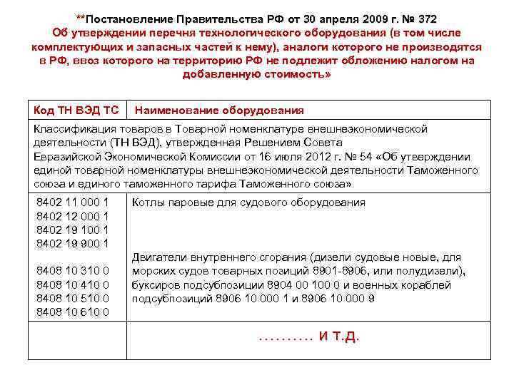 **Постановление Правительства РФ от 30 апреля 2009 г. № 372 Об утверждении перечня технологического