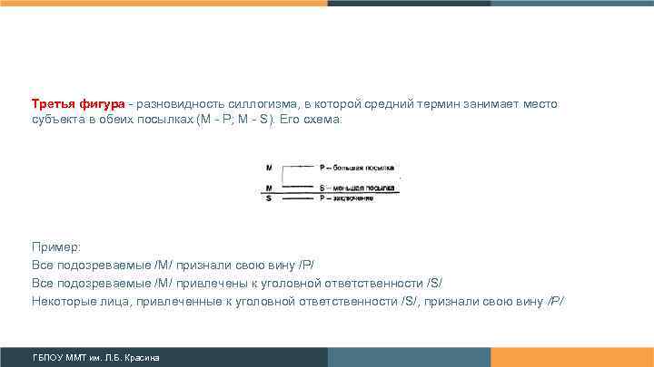 Третья фигура разновидность силлогизма, в которой средний термин занимает место субъекта в обеих посылках