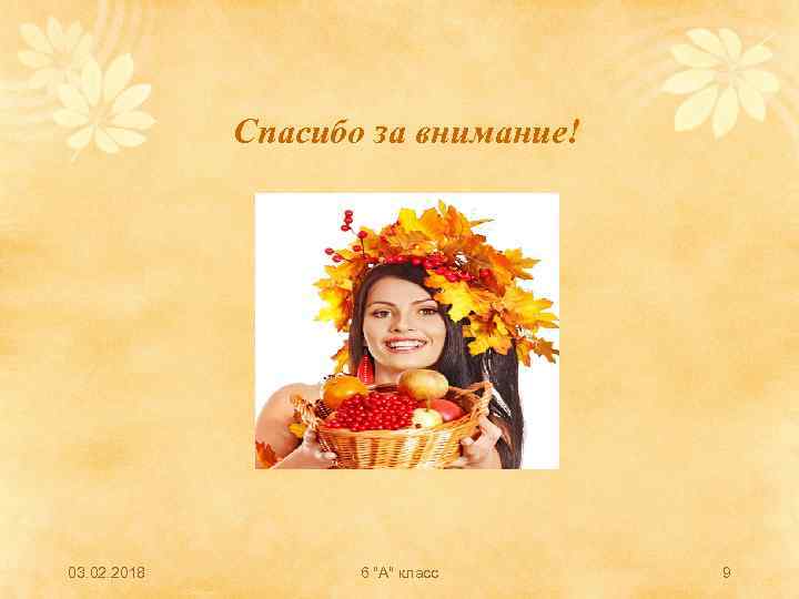 Спасибо за внимание! 03. 02. 2018 6 "А" класс 9 
