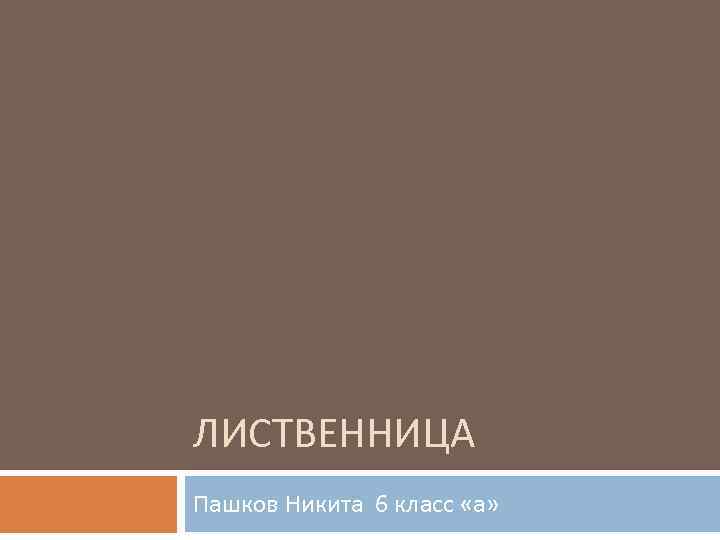 ЛИСТВЕННИЦА Пашков Никита 6 класс «а» 