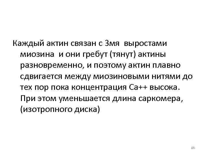 Каждый актин связан с 3 мя выростами миозина и они гребут (тянут) актины разновременно,