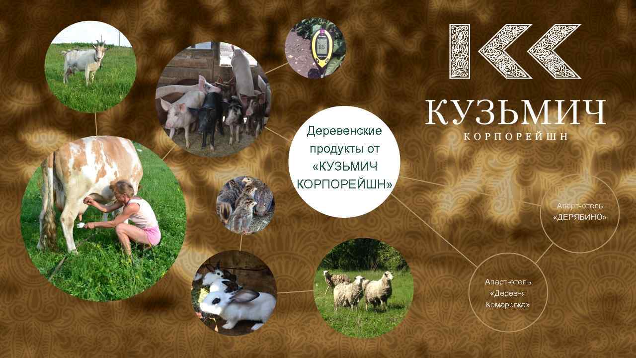 Деревенские продукты от «КУЗЬМИЧ КОРПОРЕЙШН» Апарт-отель «ДЕРЯБИНО» Апарт-отель «Деревня Комаровка» 