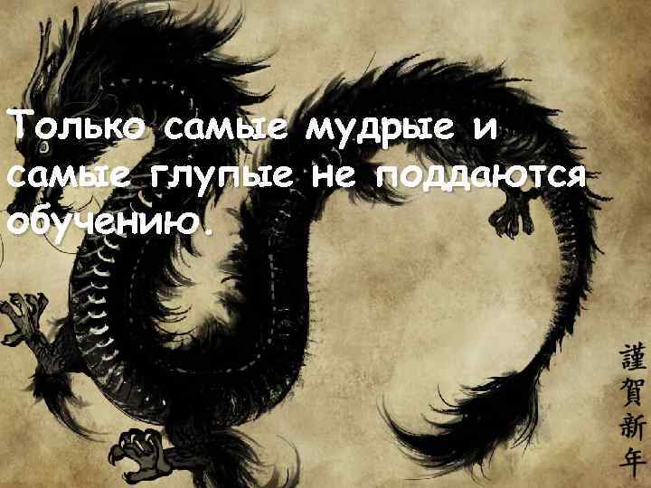 Только самые мудрые и самые глупые не поддаются обучению. 