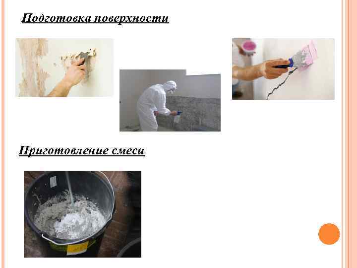 Подготовка поверхности Приготовление смеси 