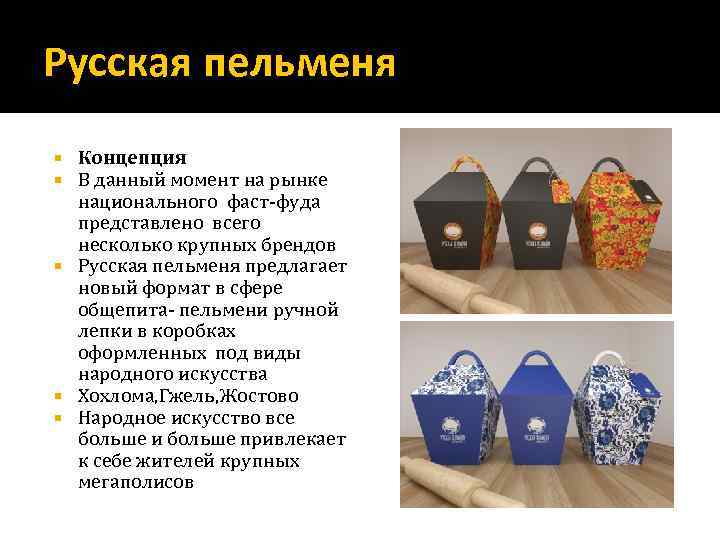 Русская пельменя Концепция В данный момент на рынке национального фаст-фуда представлено всего несколько крупных