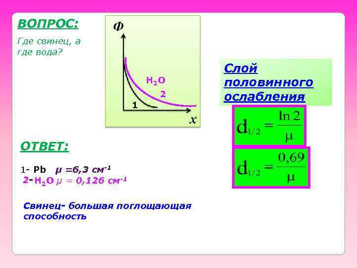 ВОПРОС: Где свинец, а где вода? H 2 О 2 1 ОТВЕТ: 1 -