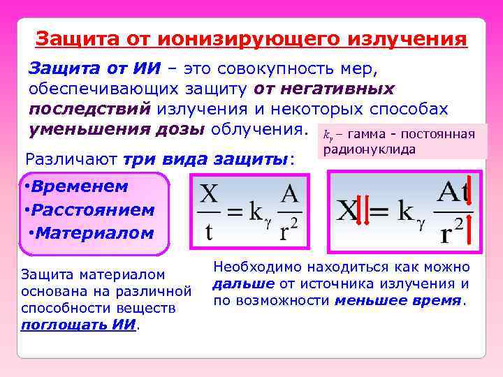 Защита от ионизирующего излучения Защита от ИИ – это совокупность мер, обеспечивающих защиту от