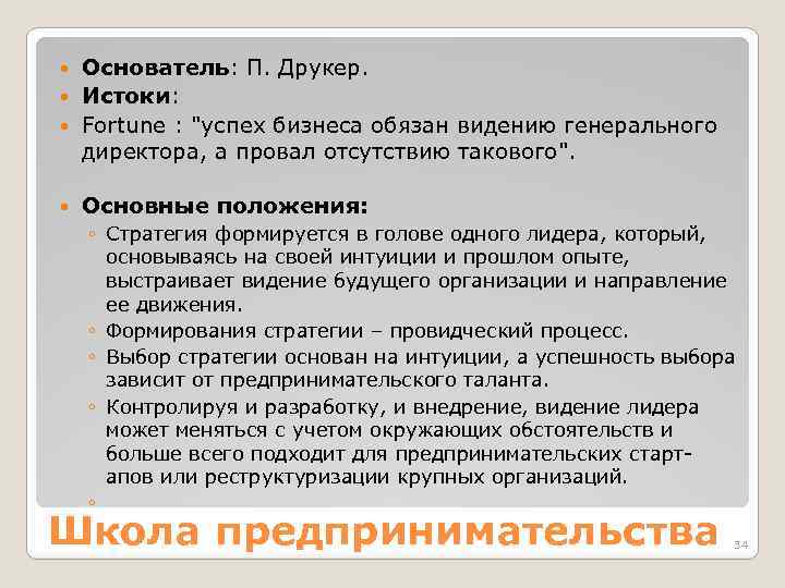 Основатель: П. Друкер. Истоки: Fortune : 