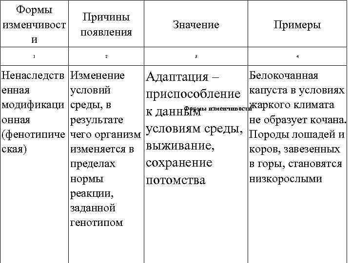 Формы изменчивости таблица 9 класс. Таблица форма изменчивости причина появления значение пример. Причины изменчивости примеры. Формы изменчивости причины появления значение примеры. Причины возникновения изменчивости.