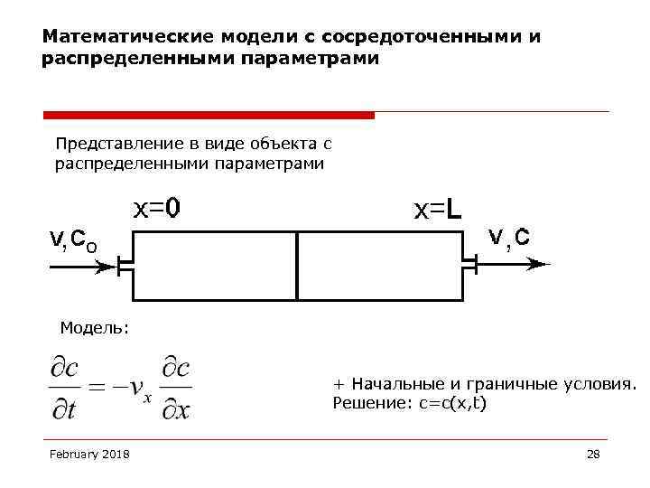 Математические модели с сосредоточенными и распределенными параметрами Представление в виде объекта с распределенными параметрами