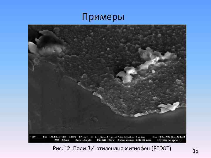 Примеры Рис. 12. Поли-3, 4 -этилендиокситиофен (PEDOT) 15 