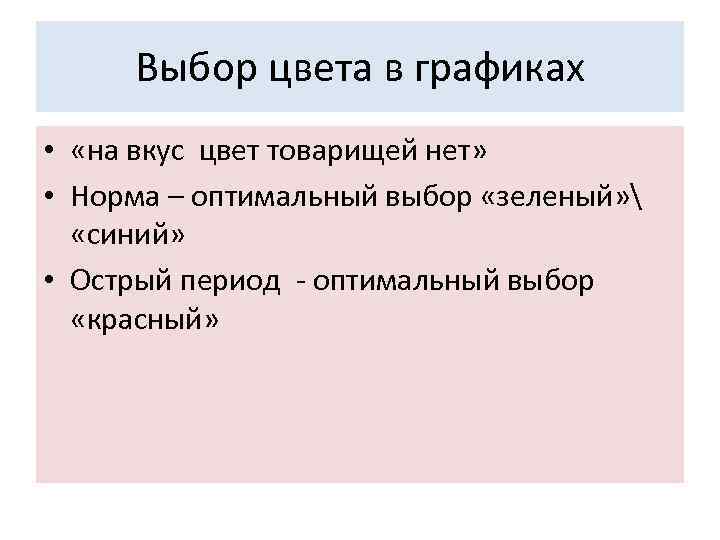 Выбор цвета в графиках • «на вкус цвет товарищей нет» • Норма – оптимальный