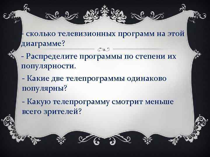 - сколько телевизионных программ на этой диаграмме? - Распределите программы по степени их популярности.