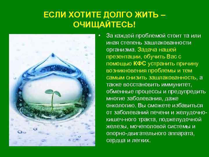 ЕСЛИ ХОТИТЕ ДОЛГО ЖИТЬ – ОЧИЩАЙТЕСЬ! • За каждой проблемой стоит та или иная
