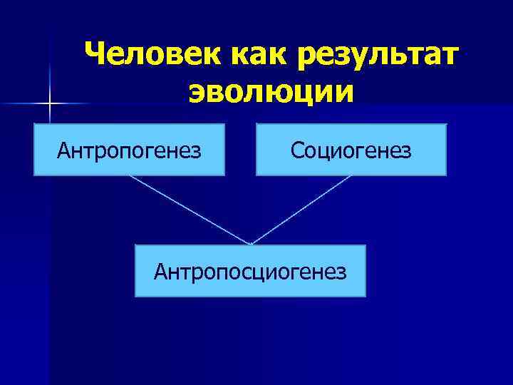 Человек как результат эволюции Антропогенез Социогенез Антропосциогенез 