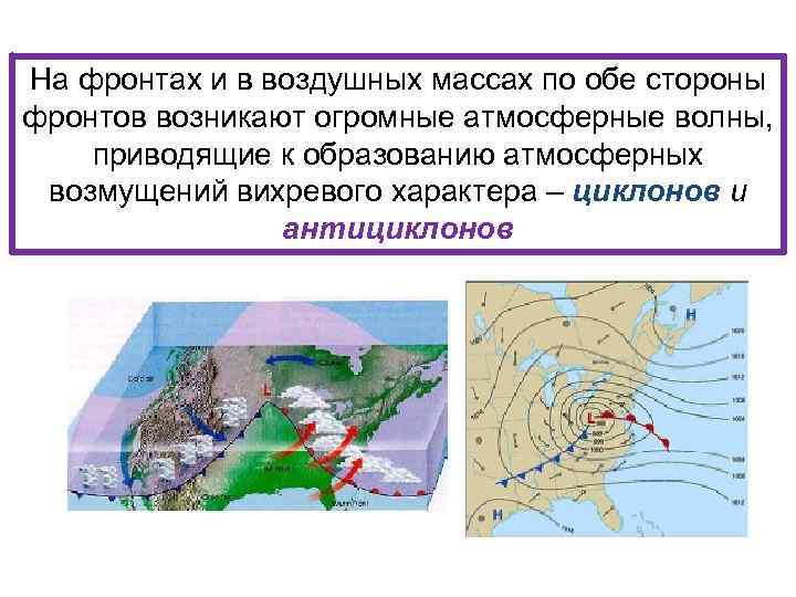 На фронтах и в воздушных массах по обе стороны фронтов возникают огромные атмосферные волны,