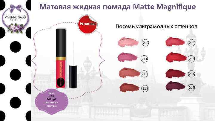 Матовая жидкая помада Matte Magnifique Новинка Восемь ультрамодных оттенков 210 214 211 212 216