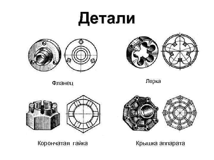 Детали Фланец Корончатая гайка Лерка Крышка аппарата 