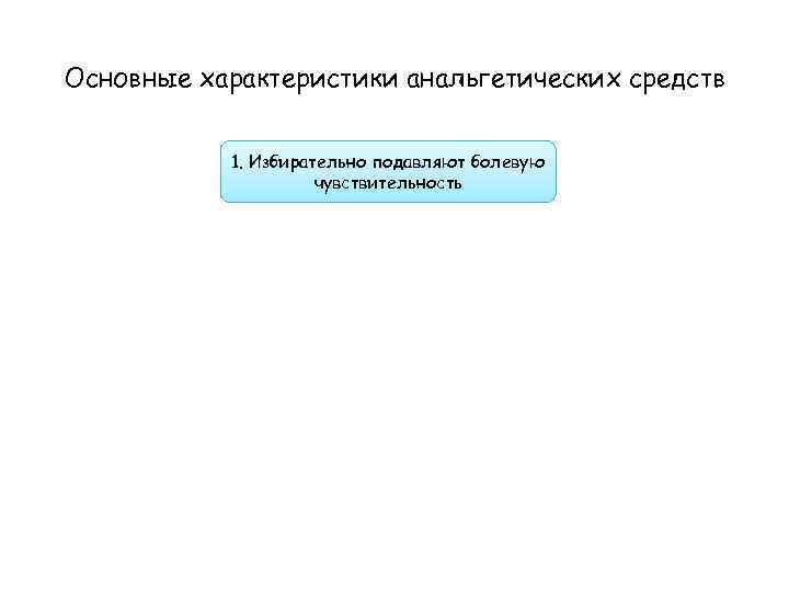 Основные характеристики анальгетических средств 1. Избирательно подавляют болевую чувствительность 