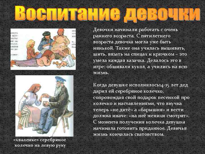 Девочки начинали работать с очень раннего возраста. С пятилетнего возраста девочка могла уже быть