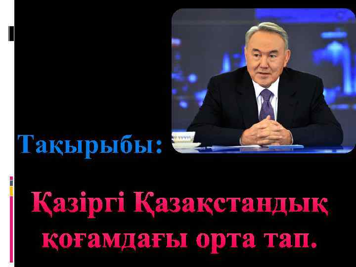 Тақырыбы: Қазіргі Қазақстандық қоғамдағы орта тап. 