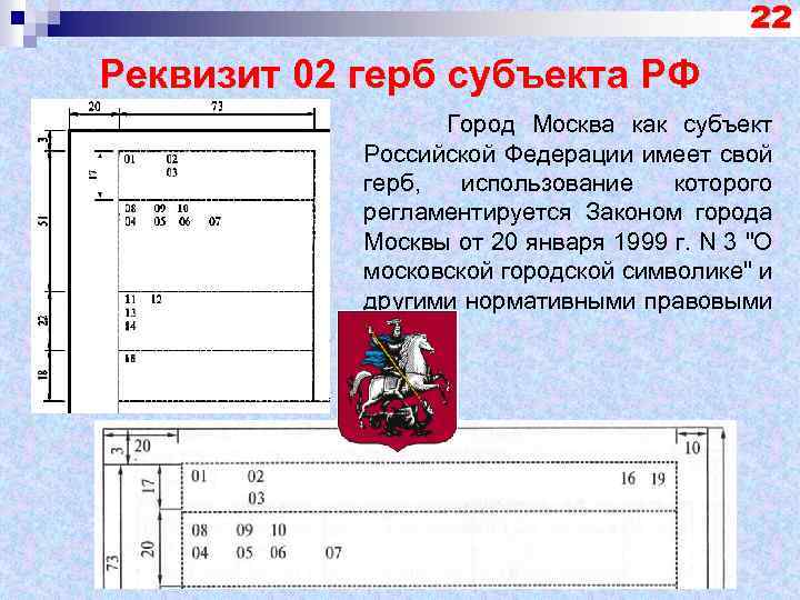 22 Реквизит 02 герб субъекта РФ Город Москва как субъект Российской Федерации имеет свой