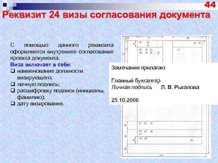 Реквизит замечания к проекту прилагаются на отдельном листе